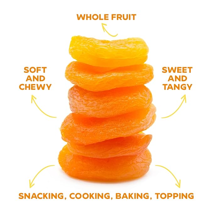 Drybox Dried Turkish Apricots No Sugar Added 2 Pack, Unsweetened Non-GMO | Dry Apricot Snacks | All Natural Mediterranean Dried Fruit Resealable 1 lb per pack, Total 2 lbs