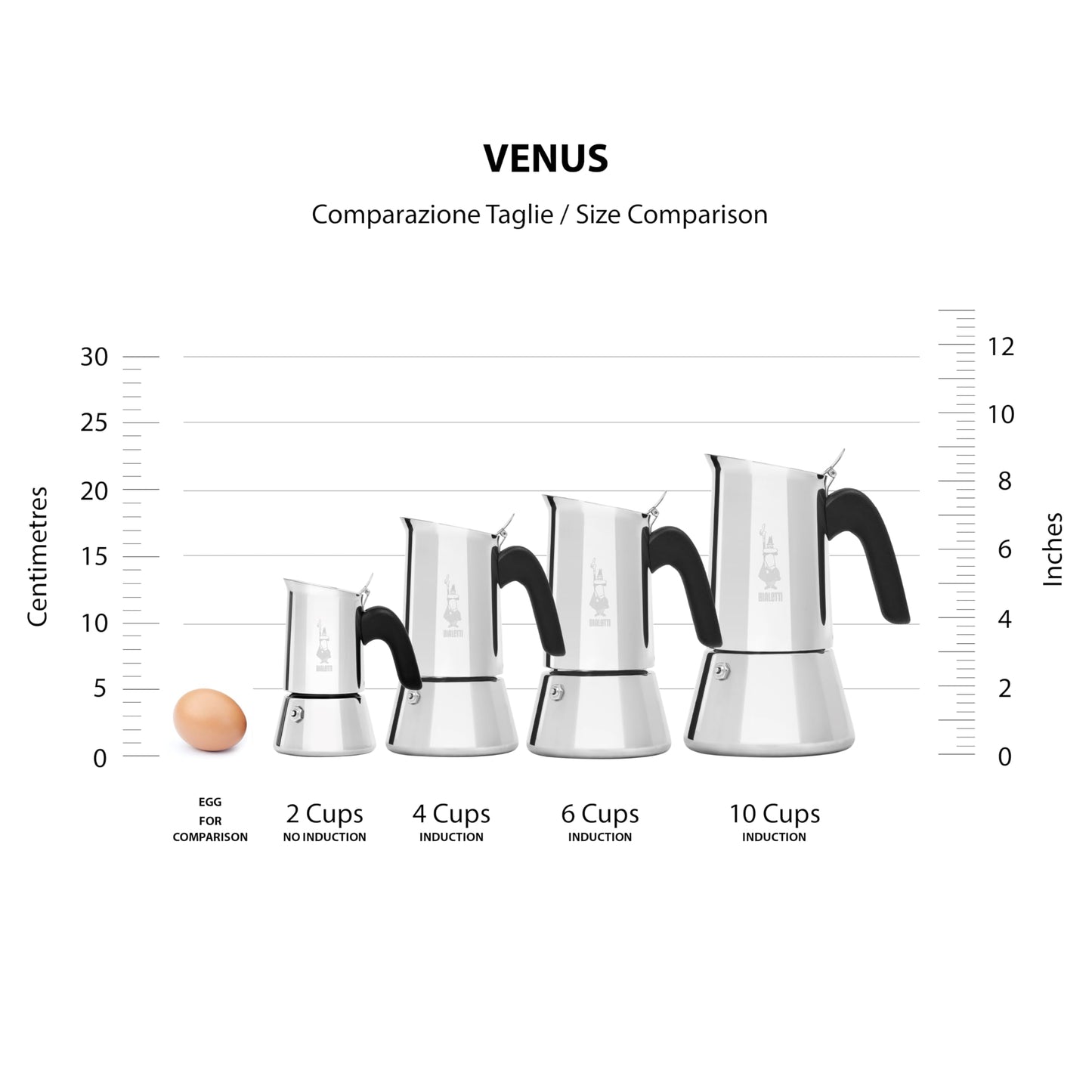 Bialetti - New Venus Induction, Stovetop Coffee Maker, Suitable for all Types of Hobs, 18/10 Steel