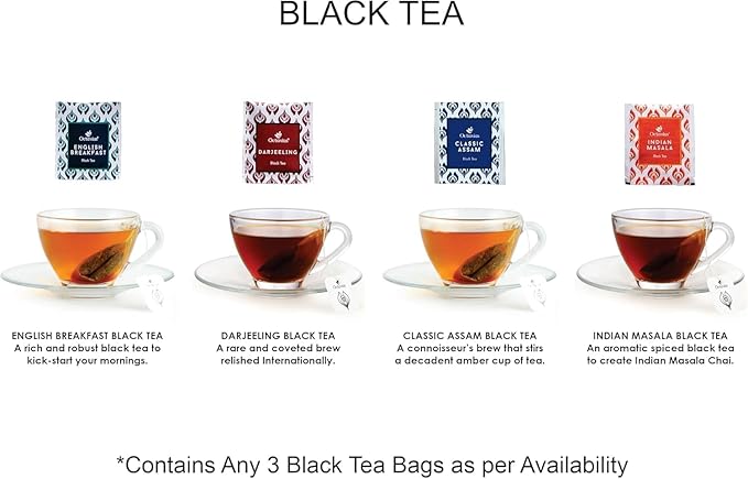 Octavius Tea Variety Pack | 3 Assorted Black Teas | 25 Teabags Per Pack | Sampler Tea Pack | Pack of 2 | 50 Teabags Total | Premium Indian Black Tea Collection