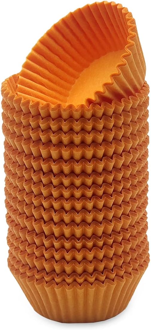 Greaseproof Mini Cupcake Liners, Premium Paper Baking Cups for Party Celebration,(Orange, 300-count)