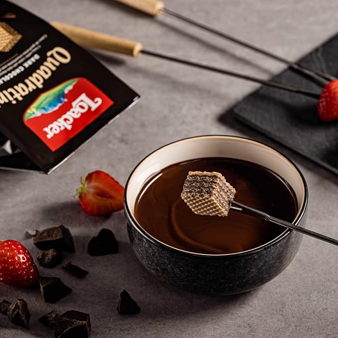 Loacker Quadratini Dark Chocolate Wafer Cookies LARGE - 30% Less Sugar - Premium Crispy Bite Size Wafers - NON-GMO - LARGE Pack of 6