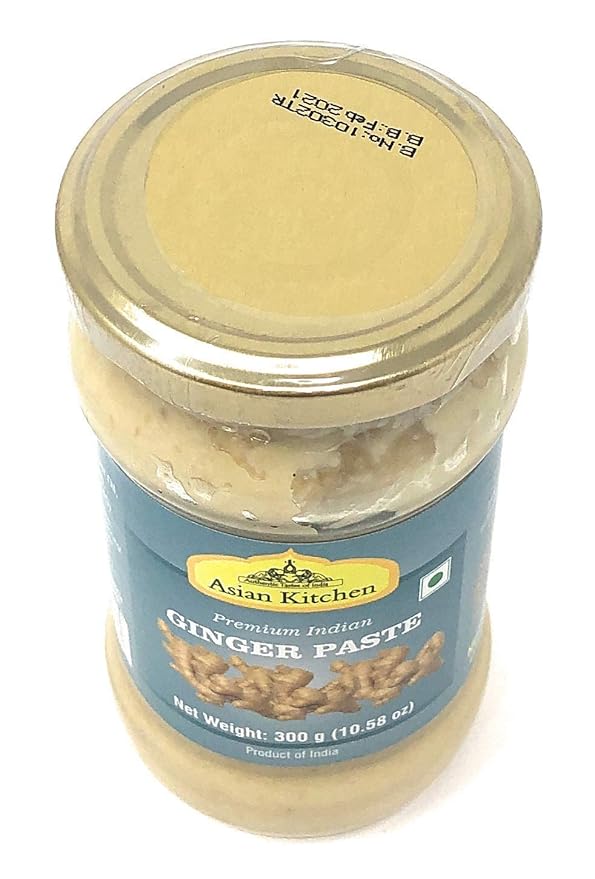 Asian Kitchen Ginger Cooking Paste 10.5oz (300g) Glass Jar ~ Vegan | Gluten Free | NON-GMO | No Colors | Indian Origin