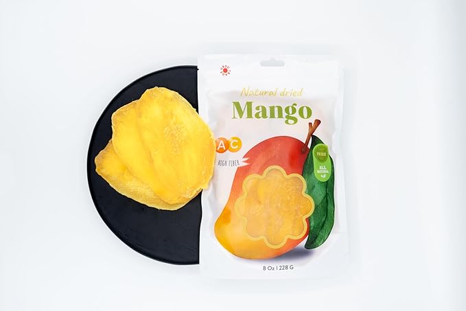 Soft & Juicy Dried Mango Slices – Naturally Sweet, Low Sugar Healthy Snack – Vegan, Gluten-Free, Non-GMO, Rich in Fiber & Vitamins A & C – 8oz (226g)