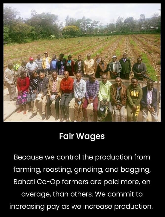 Kenya AA Grade Roasted Arabica Coffee Beans from Kenyan Highlands - 100% Pure Arabica Coffee Roasted Beans (Dark Roast Whole, 1 LB)