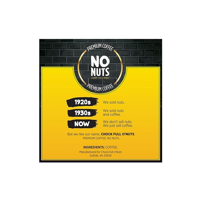 Chock Full o'Nuts Upper West Side Coffee, Dark Roast, Compatible with K-Cup Pods, 12 CT (Pack of 3)