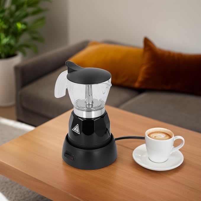 Asixxsix Electric Espresso Maker, 150ML Electric Espresso Coffee Maker, Electric mocha Pot with Detachable Base, Aluminum Electric Mocha Pot, Coffee Machine for Home Kitchen Office