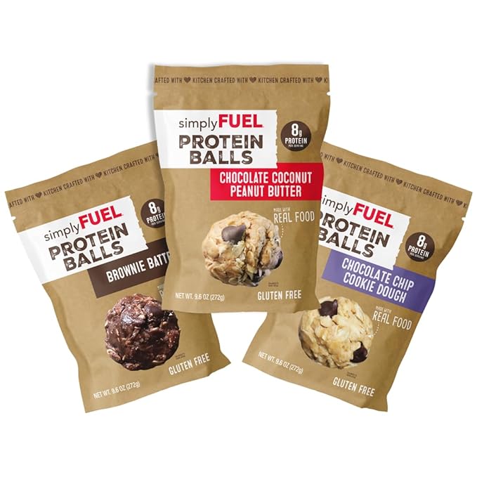 simplyFUEL Chocolate Protein Ball Variety Pack - Whole Food Balls with Probiotics - 8g Protein Snack - Gluten Free Energy Balls (3 Packs)