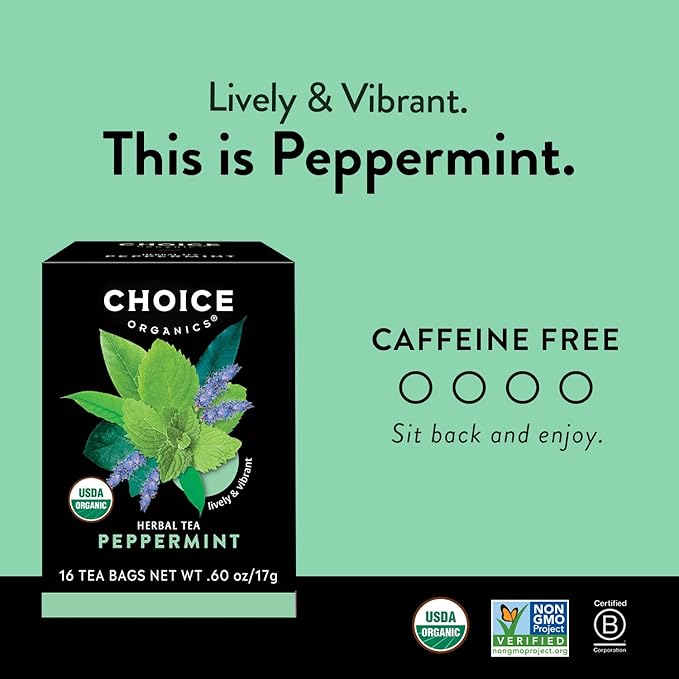 Choice Organic Teas - Mint Tea Variety Pack Sampler - Includes Peppermint, Mint Sage, and Cocoa Mint Puerh Organic Teas - 48 Tea Bags (Pack of 3)