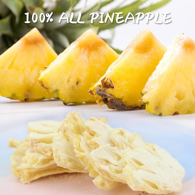 ONETANG Freeze-Dried Fruit Pineapple Chips, 10 Pack Single-Serve Pack, Non GMO, Kosher, No Add Sugar, Gluten free, Vegan, Holiday Gifts, Healthy Snack 0.35 Ounce
