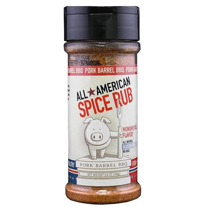 Pork Barrel BBQ All American Spice Rub, All Purpose BBQ Rub - Keto, No MSG, Zero Calorie, Gluten-Free and Sugar-Free, 3.8 oz