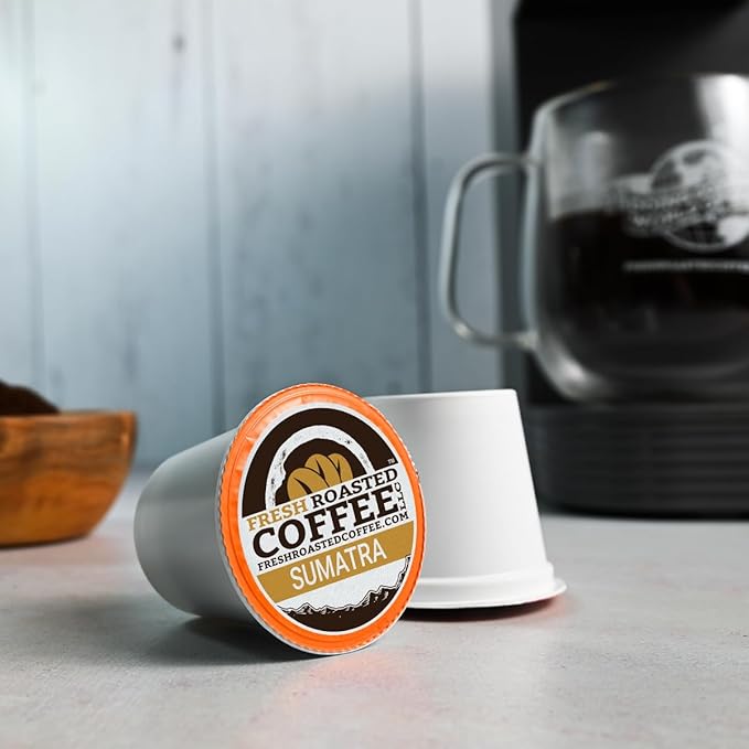 Fresh Roasted Coffee, Sumatra Mandheling |100% Single Origin | Medium Roast, 96 Pods for K Cup Brewers