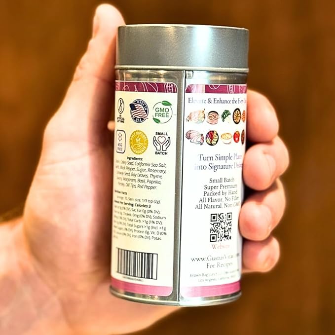 Everything But The Roast Seasoning | Gourmet Seasoning | Artisanal Spice Blend | All Natural | Non GMO | Hand Crafted | Made In USA | 5.0 oz (142g) | Small Batch | Bougie BBQ | Gustus Vitae | Arrives In Gift Tube | #556