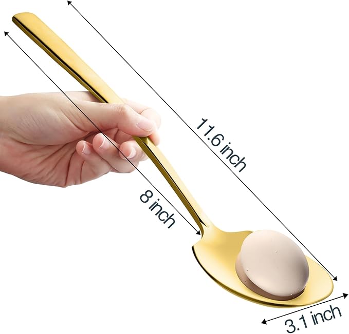 Large Serving Spoons Set Stainless Steel 12 Inch Slotted Spoon and Serving Spoon Serving Utensils for Buffet Catering Dishwasher Safe(2-pieces, Gold)