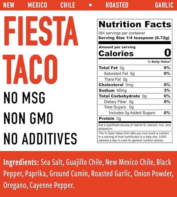 Dragon Island Spice - Fiesta Taco Seasoning | Mexican Spice Blend - New Mexico Chiles, Roasted Garlic