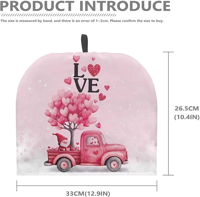 Valentine's Day Teapot Cover for Kitchen Red Truck Insulated Super Soft Tea Cosy for Teapot Insulated Teapot Lids for Party