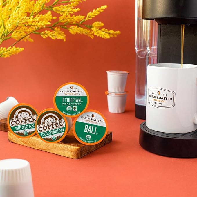 Fresh Roasted Coffee, Organic Single-Origin Variety Pack | USDA Organic, Kosher | K-Cup Compatible, 96 Pods