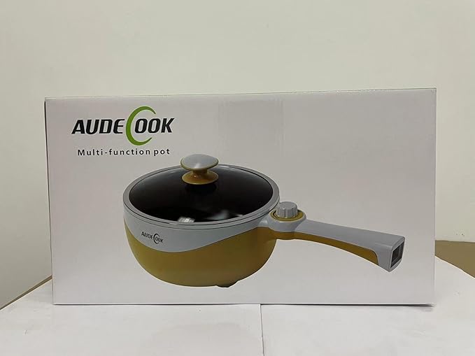 Audecook Hot Pot Electric, 1.7L Mini Electric Skillet Portable Nonstick Saut챕 Pan with Power Adjustment, Rapid Noodles Cooker Travel Multicooker for Steak/Soup/Egg/Oatmeal/Noodles