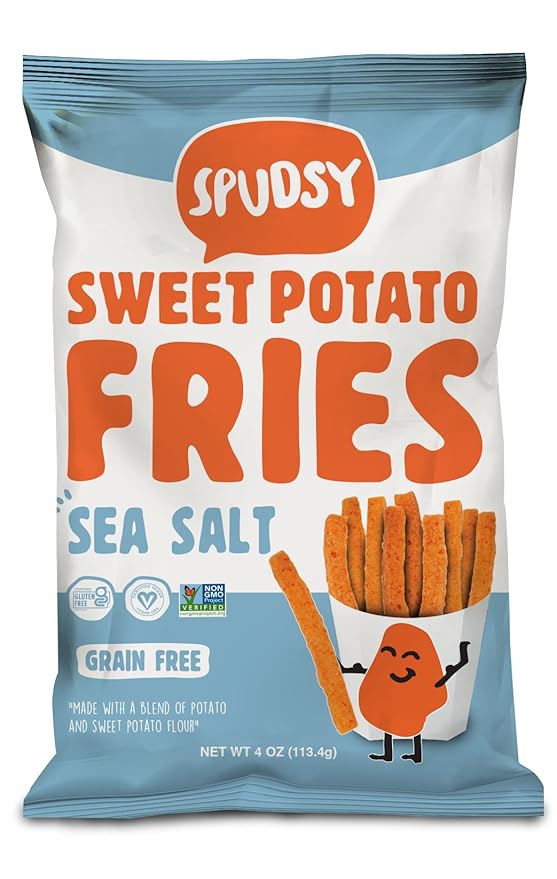 Spudsy Sea Salt Sweet Potato Fries | Vegan, Gluten Free Veggie Straws | Plant-Based, Allergen-free, Non-GMO, Kosher, Superfood Snack | 6 Pack, 4 oz Bags