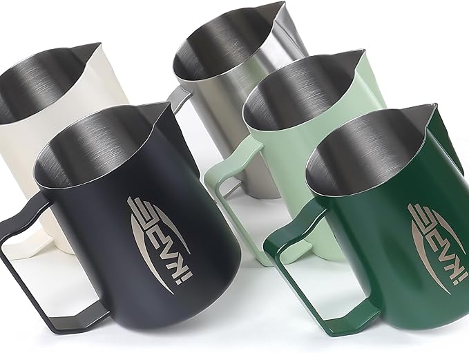 IKAPE Espresso Milk Pitcher, Espresso Steaming Pitcher with Sharp Spout for Espresso Barista Tool, 15.4 oz / 450ml Milk Frothing Jug (Silver)