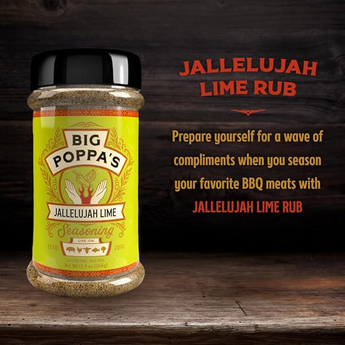 Big Poppa’s Jallelujah Lime Seasoning Salt – Bold Lime & Jalapeño Citrus Spice Blend for Tacos, Chicken, Shrimp & Cocktails – Flavor-Packed Seasoning for Grilling, Roasting & Backyard BBQ (12.9 Oz)