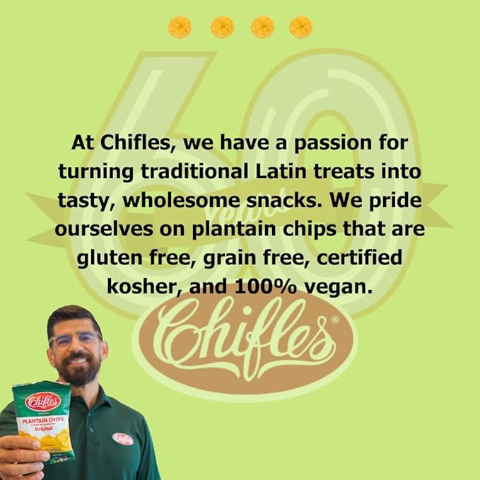 Chifles Maduritos Sweet Plantain Chips - 24 Individual 1oz Bags - Sweet Plantain Snacks - Less Fat than Most Potato Chips - Tasty Vegan Snacks, Gluten Free - 24 Pack