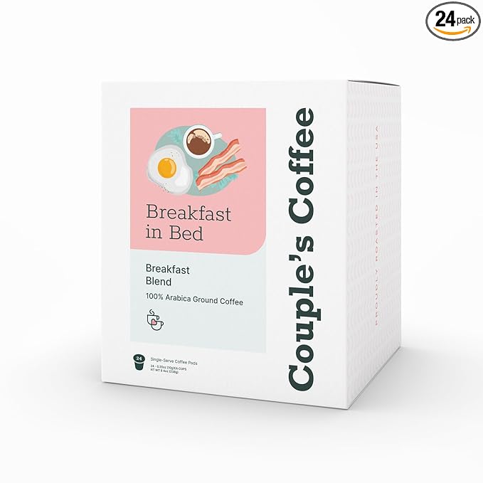 Couple's Coffee Breakfast Blend K-Cups | Gives Back to Military Families | Breakfast in Bed | Gourmet Ground Coffee Breakfast Blend | Compatible with K-Cups & Single Serve Brewers | 24 Count