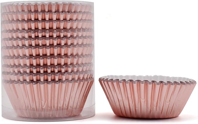 200 Pcs Rose Gold Foil Cupcake Liners Standard Baking Cups Muffin Paper Cases