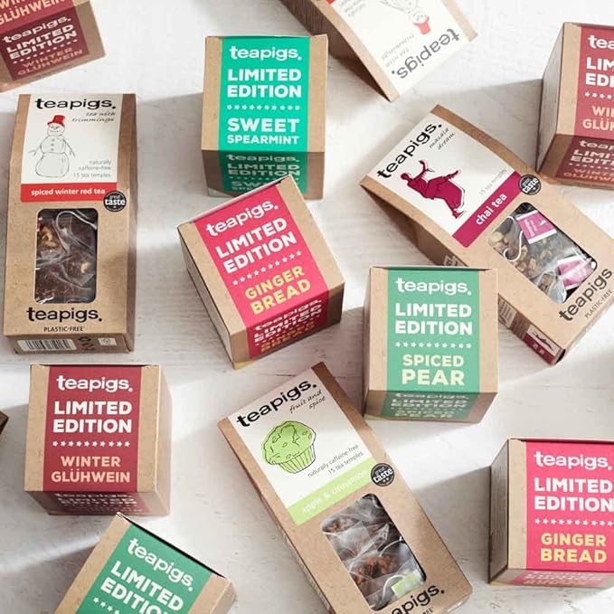teapigs Gingerbread Tea Made With Whole Spices (1 Pack of 10 Tea Bags), Red