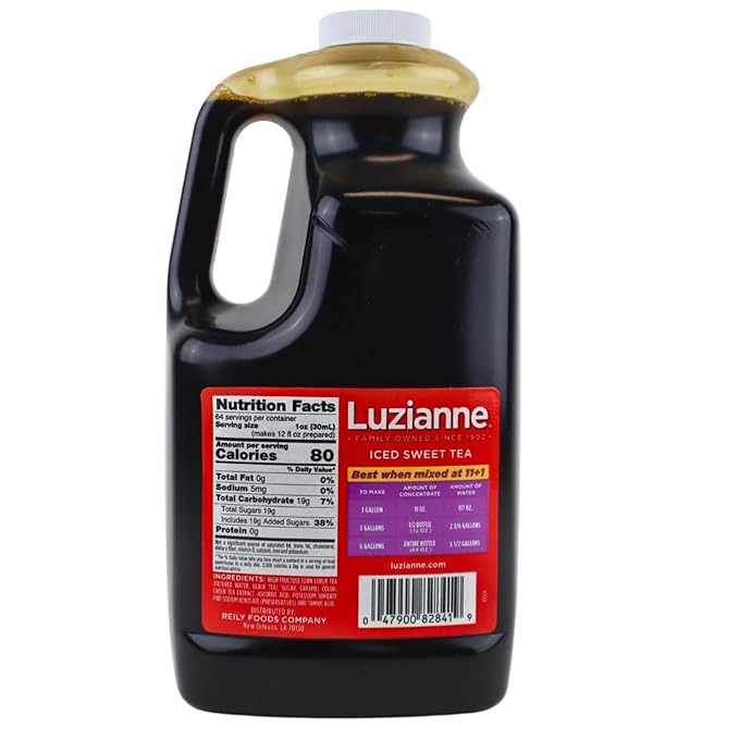 Luzianne Iced Tea Concentrate, Sweetened, Just Add Water, 64 Fl Oz Bottle (Pack of 6)