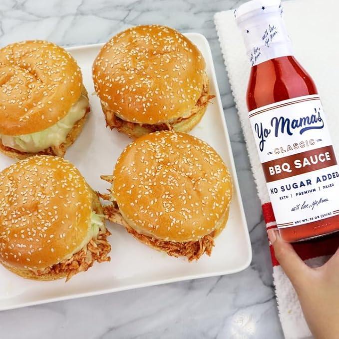 Yo Mama's Foods Keto Barbecue BBQ Sauce ??(Pack of 2) - Vegan, No Sugar Added, Low Carb, Low Sodium, Gluten Free, Paleo, and Made with Whole Non-GMO Tomatoes!
