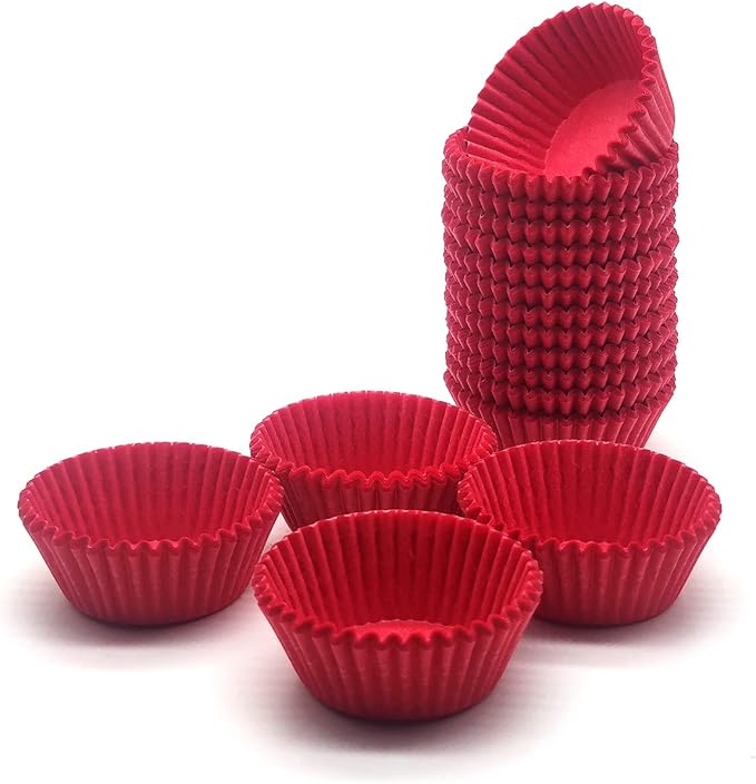 Greaseproof Mini Cupcake Liners, Premium Paper Baking Cups for Party Celebration,(Red, 300-count)