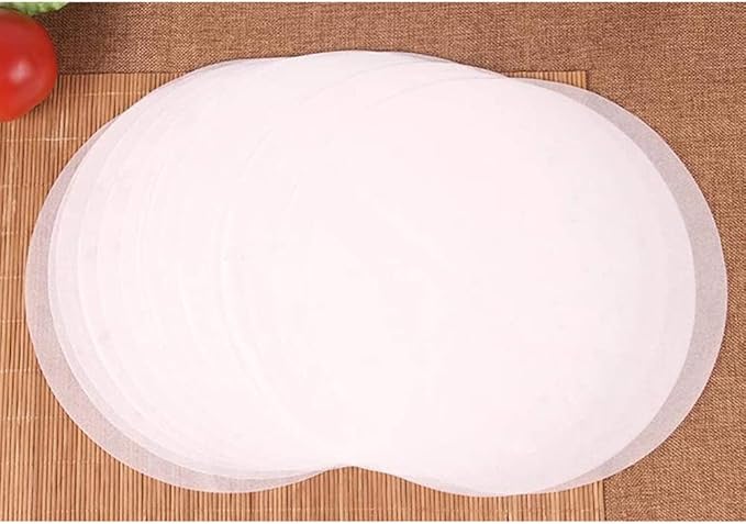 150pcs Air Fryer Liners, 9 inches Bamboo Steamer Liners, Premium Perforated Parchment Steaming Papers, Non-stick Steamer Mat Liner for Air Fryers Baking Cooking Oven
