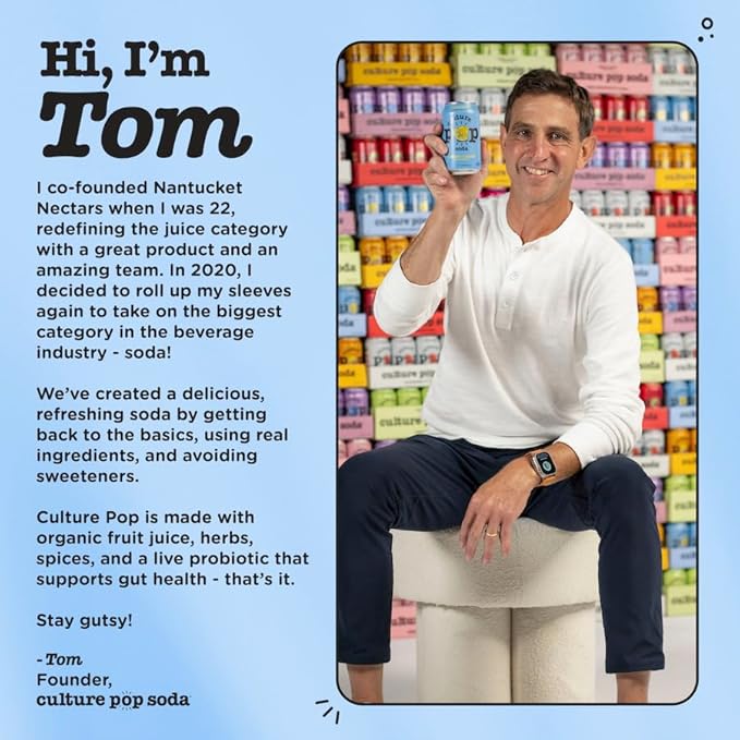 Culture Pop Soda, Zesty & Tarty Variety Pack, Probiotic Low Sugar Soda, Sparkling Juice Alternative, Non-GMO, Kosher, Gluten-Free, No Stevia (12pk)