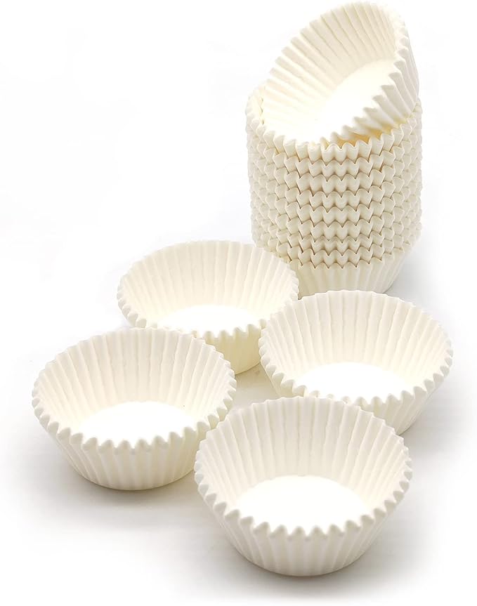 Greaseproof Mini Cupcake Liners, Premium Paper Baking Cups for Party Celebration,(White, 300-count)