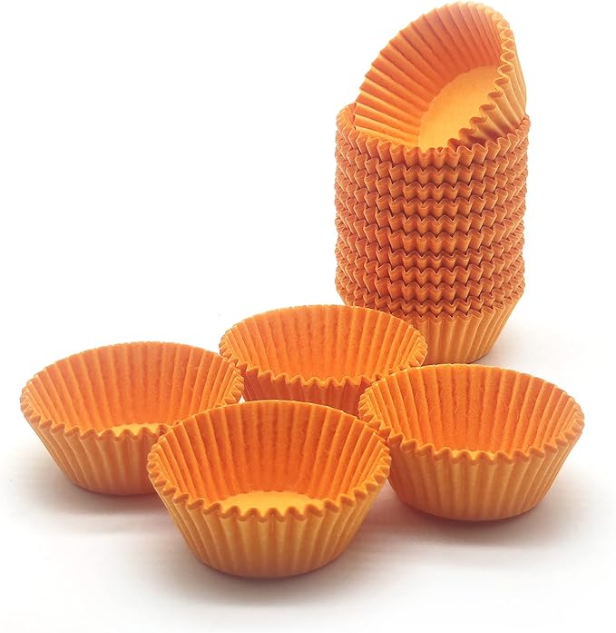 Greaseproof Mini Cupcake Liners, Premium Paper Baking Cups for Party Celebration,(Orange, 300-count)