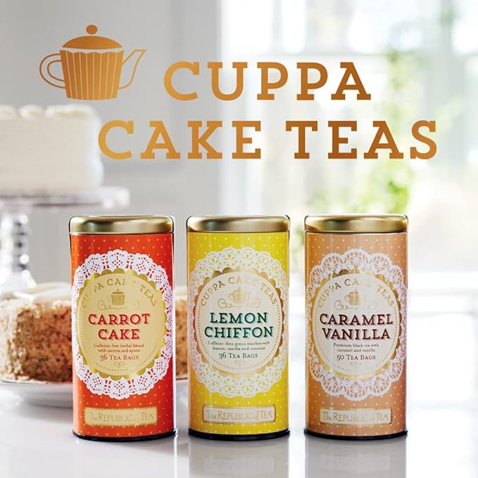 The Republic of Tea - Caramel Vanilla Cuppa Cake, 50 Tea Bags, Blended Fine Black Tea, Gluten-Free