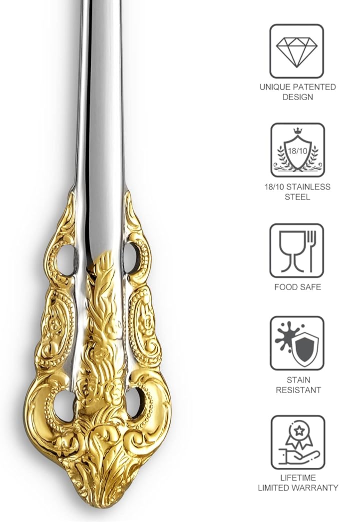 KEAWELL Luxurious 5.1-Inch Espresso Spoons Set - 6 Pieces - Mini Coffee Spoon, 18/10 Stainless Steel - Gorgeous Design with Exceptional Mirror Polished Finish (Gold Accent)