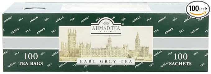 Ahmad Tea Earl Grey Tea, 100 Paper Enveloped Teabags (Pack of 1)