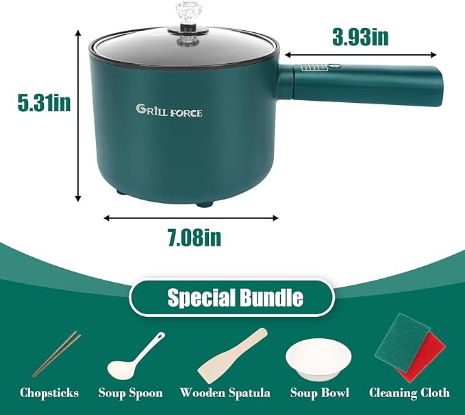 Hot Pot Electric,6 Smart Modes, 1.8L Rapid Noodles Cooker, Portable Cooking Pot, Non-Stick Saut챕 Pan, Electric Pot for Steak, Pasta, Egg, Soup, BPA Free, Suit Dorm Room and Apartment