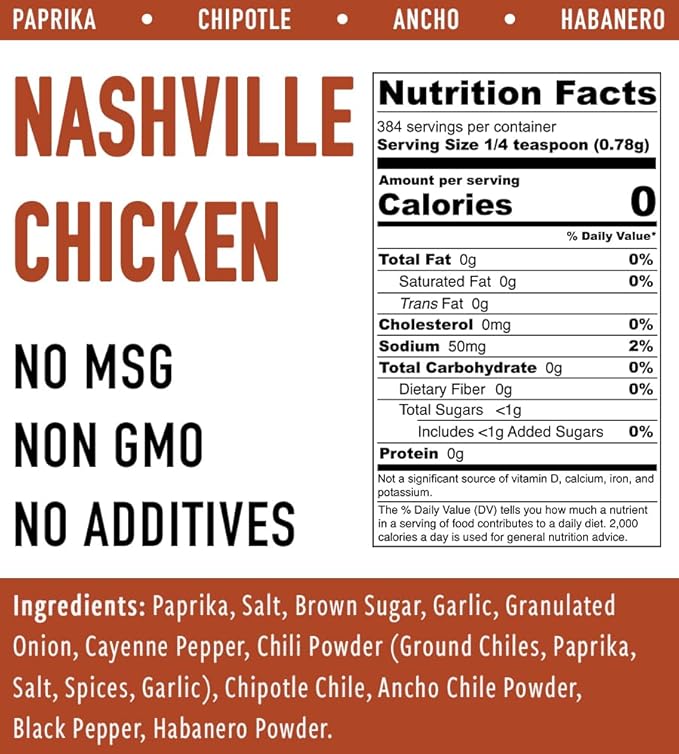 Dragon Island Spice - Nashville Chicken Seasoning | Fried Chicken Rub - Spicy Poultry Blend - Paprika, Chipotle, Ancho, & Habanero Chiles - Large Spice Jar