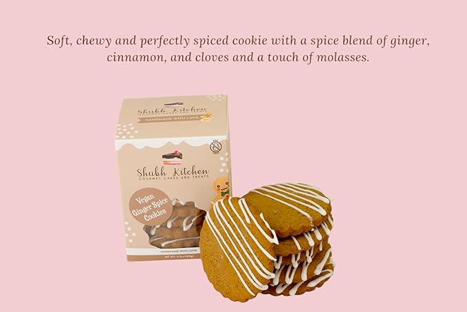 Vegan Ginger Spice Cookies- Holiday Cookies, Gourmet Vegan Snack, 100% Egg-Free, Dairy-Free, Allergy-Friendly, Plant-Based Treats, Festive Spiced Cookies, 5.5 oz Pack