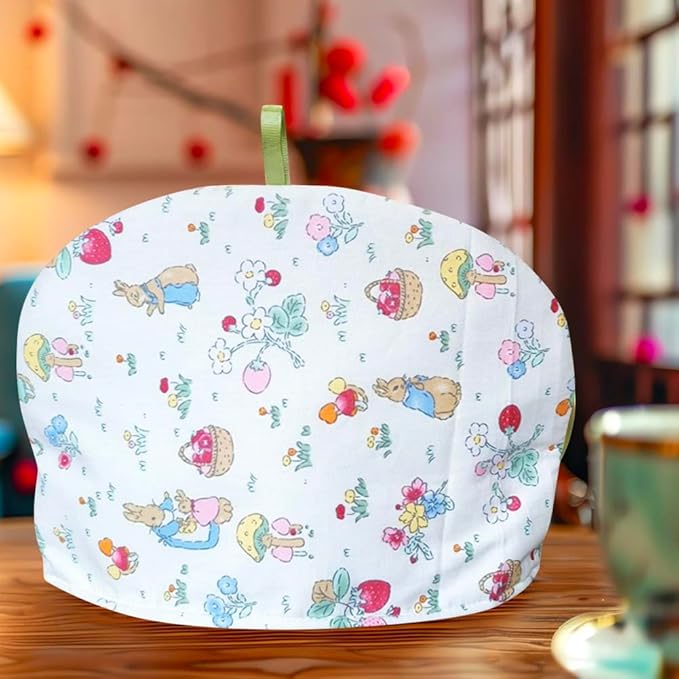 Cotton Tea Cozy Vintage Floral Printed Teapot Cover Tea Pot D챕cor Cozies Insulated Kettle Kitchen Dust Cover (Rabbit)
