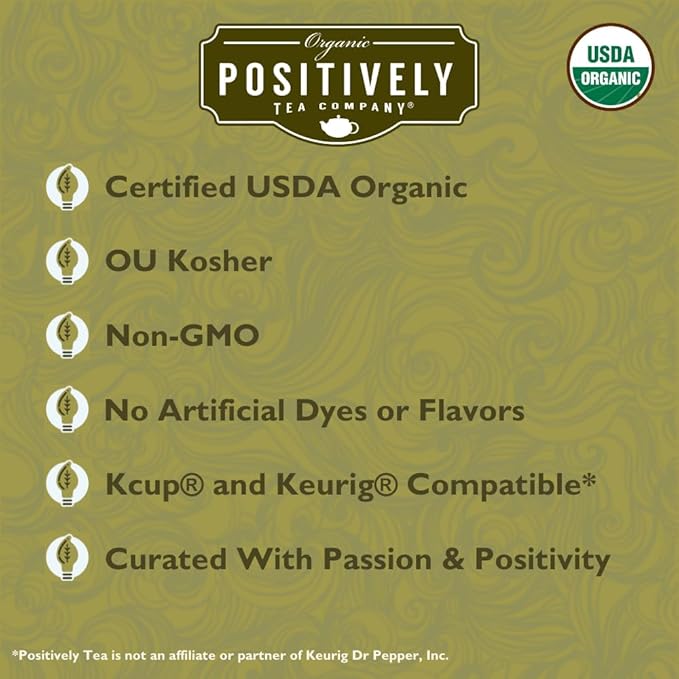 Organic Positively Tea Company, Yerba Mate Tea (Unsmoked), K-Cup Compatible, 96 Pods