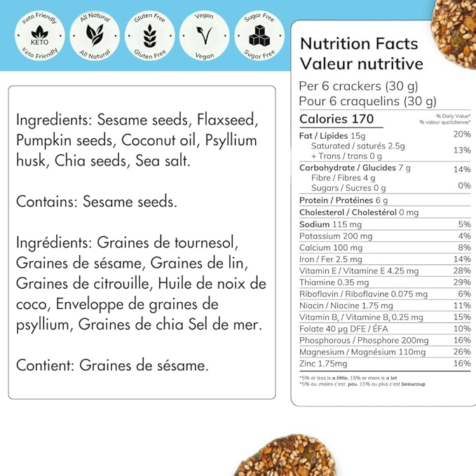 Super Seed Crackers, Gluten Free & Keto Friendly Healthy Snacks, Vegan, Zero Sugar, Paleo & Diabetic Friendly, Nut Free, 20g High Protein, 18g High Fiber, 3.56oz Each, 3-Pack, Original