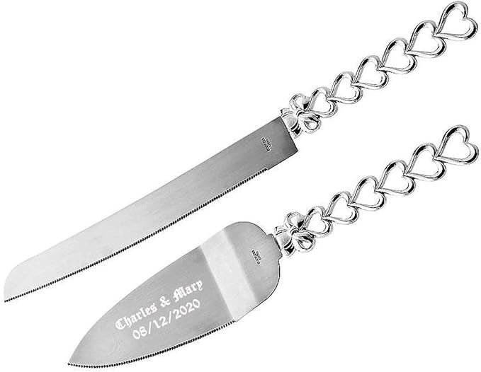 GIFTS INFINITY Personalized Wedding Cake Knife and Server Set Free Engraving - Valentine's, Wedding, Bithday (HT-101)