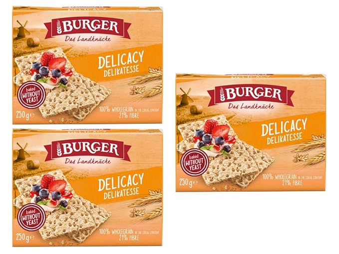Brandt Burger Crispbread, 8.8 Oz, No Yeast (Pack of 3, Delicacy)
