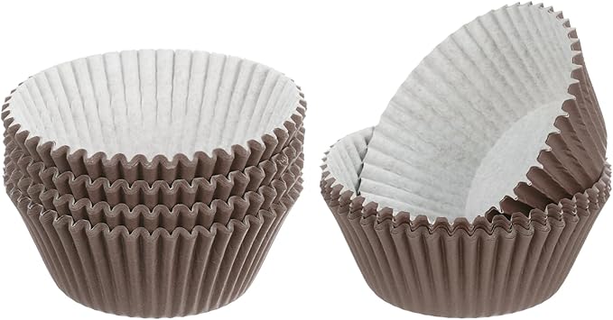 uxcell 300 Pcs Cupcake Liners, Muffins Paper Baking Cups Wrappers Standard Greaseproof for Baking Cupcake Wrapper, Brown