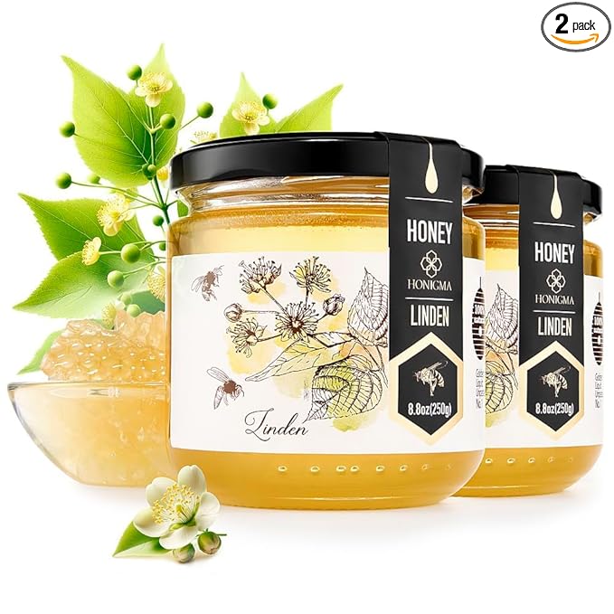HONIGMA® Raw Linden Honey | Exquisite Taste | 100% Pure | Unpasteurized | Unfiltered | Partially crystallized | 250g/8.8oz