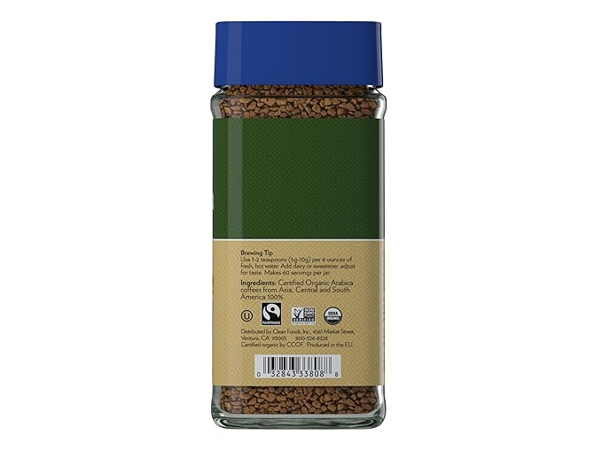 Cafe Altura Decaf Freeze Dried Instant Organic Coffee, 3.53 oz Jar (Pack Of 2)