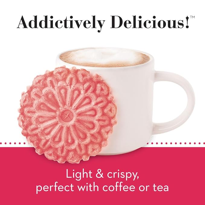 Reko Pizzelle Authentic Italian Style Waffle Cookie, Strawberry, 7 Ounce (Pack of 1)